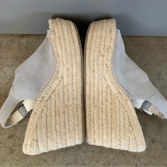 Soludos Gray Leather Espadrille Wedge Sandals Size 8 - Picture 9 of 10